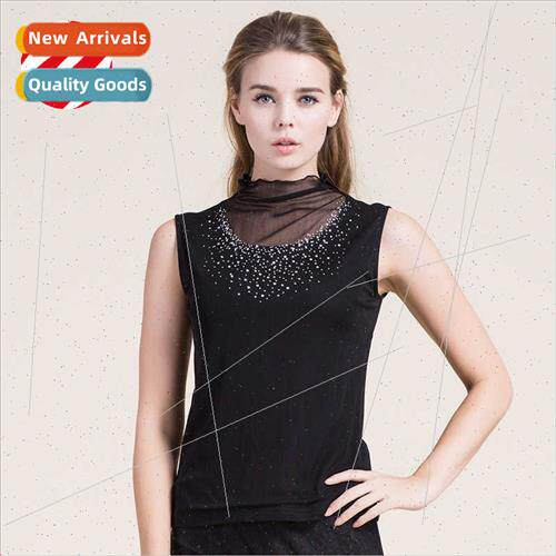 Summer new silk half-high neck sleeveless undershirt women T