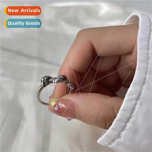 Green Eye Zirconia Twisted Snake Ring Animal Small Snake Ope