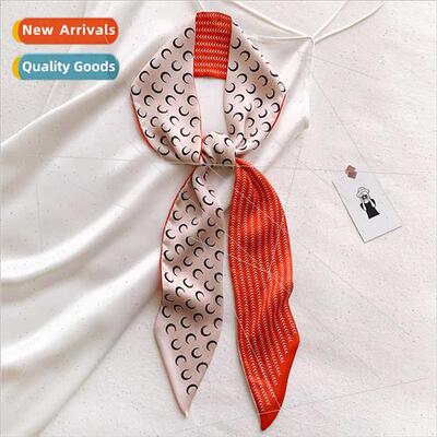Korean spring fall new crescent decorative small silk scarf