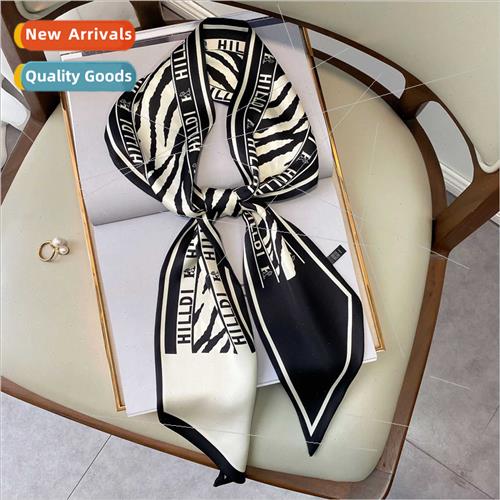 Korea new striped decorative silk scarf women lazy hair ties