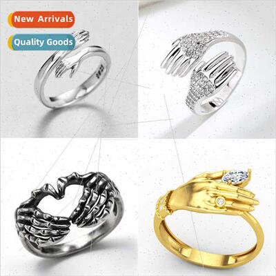 New lver Plated Ring Creative Embrace You Love Hug Embrace A