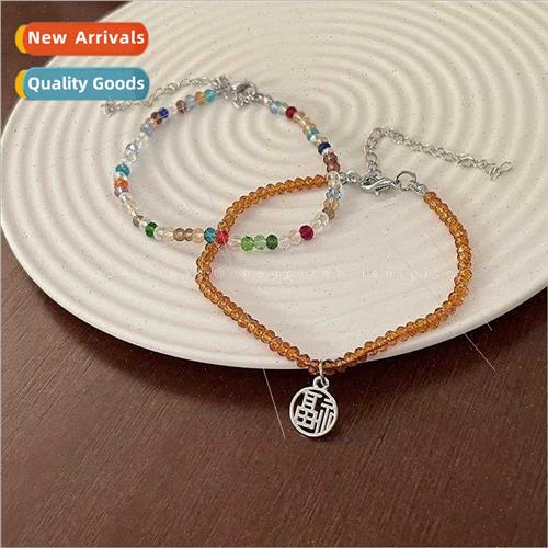 Double Layer Blessing Crystal Beaded Bracelet Women che Hund