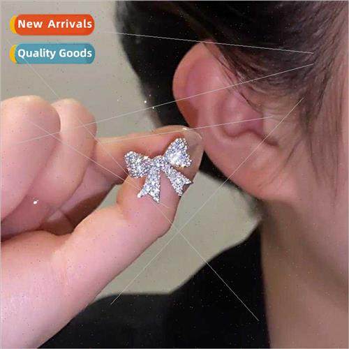 Full diamond bow ear clip ear bone clip female sense niche e