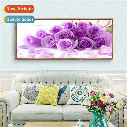 Cross stch new modern simple fresh purple roses living room