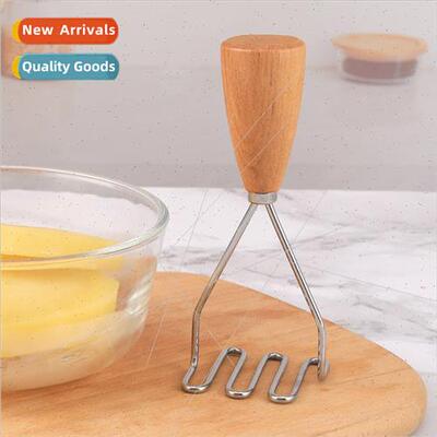 Wooden handle potato press potato masher household baby supp