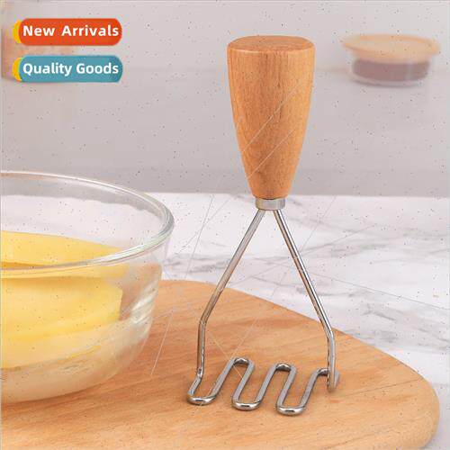 Wooden handle potato press potato masher household baby supp