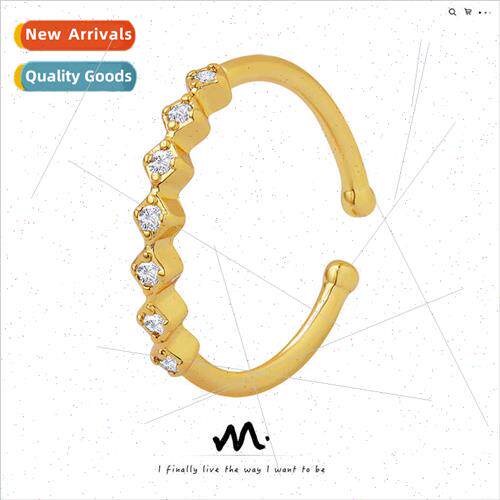 che fashion inlaid seven zirconia copper material ring plain