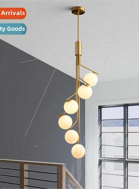 American staircase long chandelier antique Scandinavian loft