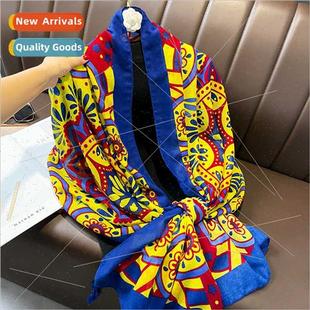 ethnic floral splicing Spring use vacation dual scarf summer