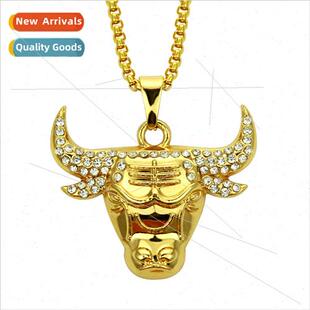 Europe fashion diamond encrusted cow head pendant men hip ho