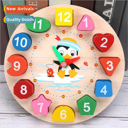 Wooden penguin digal clock baby children puzzle early educat