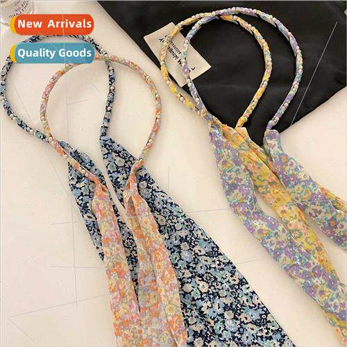 women tie hair broken flowers floating band hair band new su
