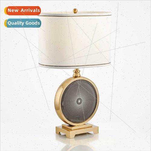 Scandinavian creative crystal round table lamp fabric lampsh