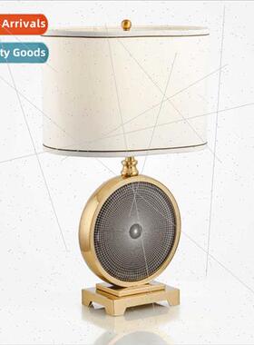 Scandinavian creative crystal round table lamp fabric lampsh