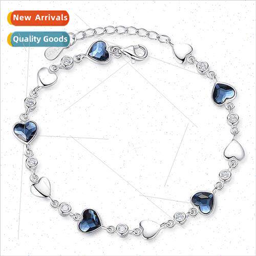 925 silver heart ocean set zirconia simple female bracelet f