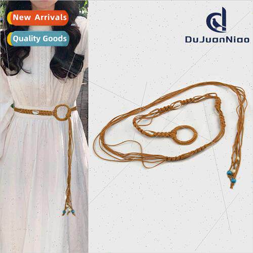 Women twisted wax rope braided belt skirt decoration bohemia