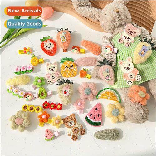 2023 fall new cartoon girls children plush hair clips bangs