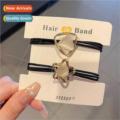cat eye stone hair circle female Korean simple tie pill head