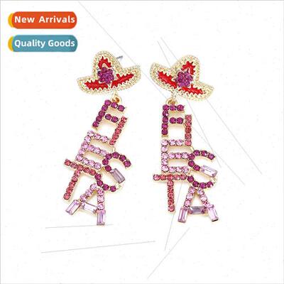 Ins wind fashion long paragraph inlaid color diamond letters