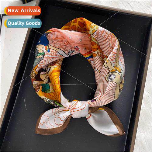 Ageing silk 53cm small square scarf mulberry silk Korean wil