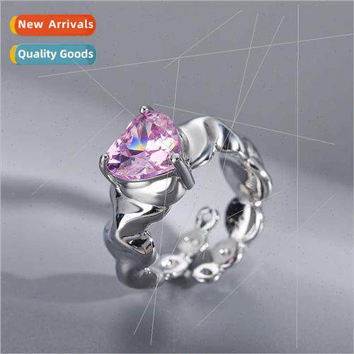 Purple Heart Gemstone Expansion Locking Chain Ring Love Ring
