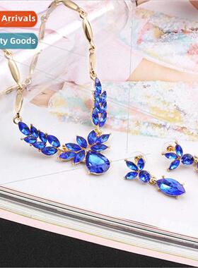 Europe necklace earrings jewelry set atmosphere diamonds gem