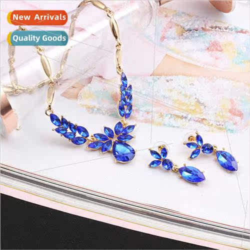 Europe necklace earrings jewelry set atmosphere diamonds gem