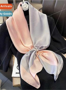 Spring Autumn  thin simulation silk splicing patchwork color