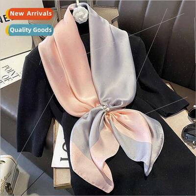 Spring Autumn  thin simulation silk splicing patchwork color