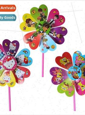 Cartoon windmill six-leaf windmill toys Children gifts activ