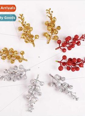 Christmas decorations 12 head gold red silver glter simulati