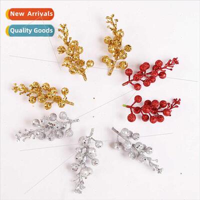 Christmas decorations 12 head gold red silver glter simulati