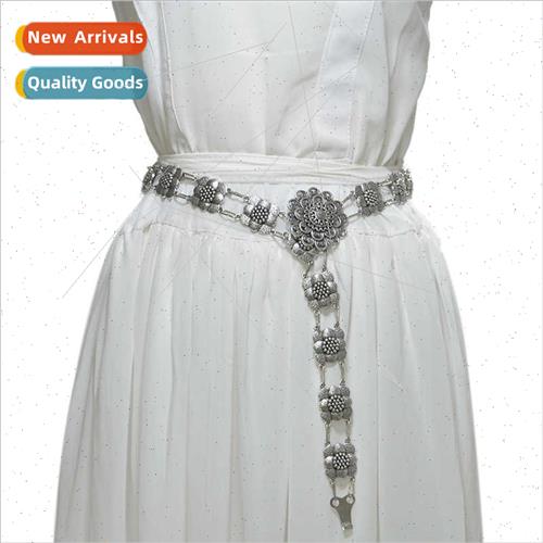 Hundreds fashion ladies metal waist chain retro floral decor