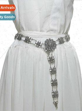 Hundreds fashion ladies metal waist chain retro floral decor