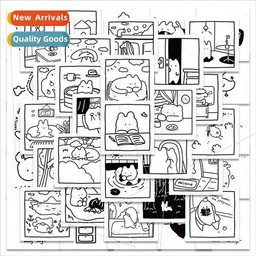 40 cute black and whe sketch stickers luggage books cell pho