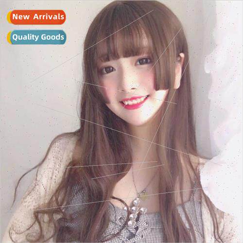 Wig female long curly hair air bangs hair pseudo-maiden cros