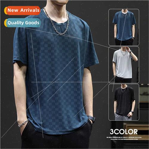 Ice silk quick-drying short-sleeved men T-shirt 2023 summer
