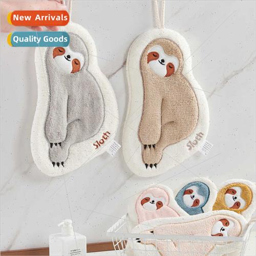 Sloth hand towel hanging cute absorbent kchen coral velvet e