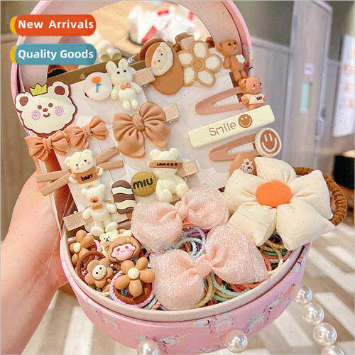 Girl headdress gift set pink hair clips Korean princess flow