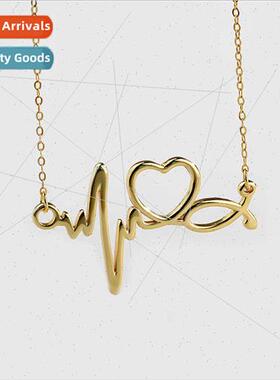 EKG necklace ins Europe hip hop women 2021 new simple love h