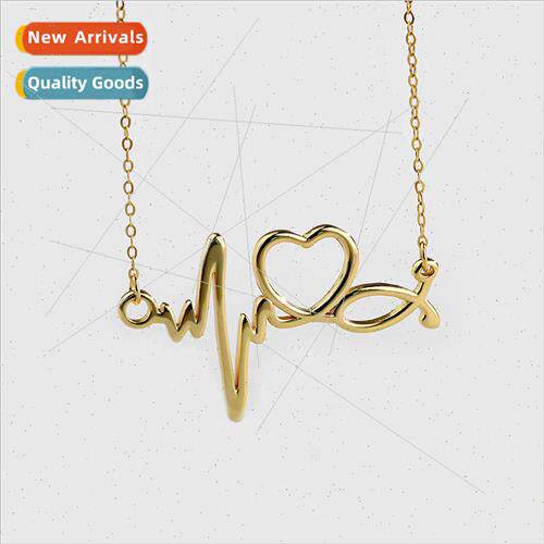 EKG necklace ins Europe hip hop women 2021 new simple love h