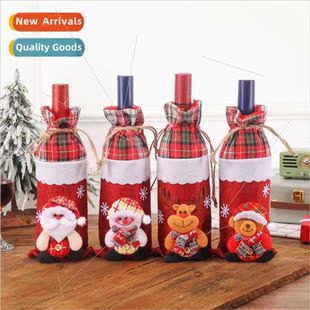 Wine Red Bottle Sleeves Christma Santa Bags Claus