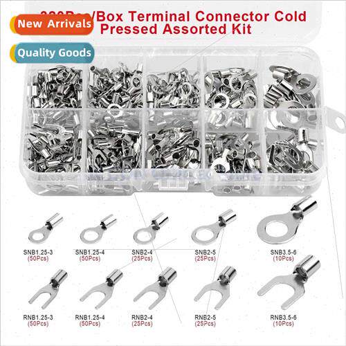 320PCS Cold Pressed Bare Terminals Boxed OT UT Fork Round Co