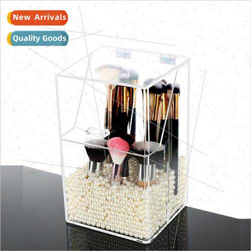 Desktop transparent flip lid dust eyebrow pencil brush bucke