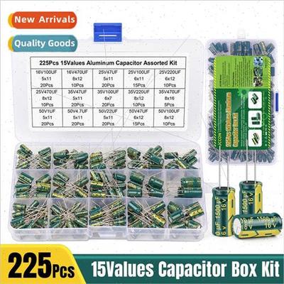 225PCS Green HF Inline Aluminium Electrolytic Capacor K 15 S