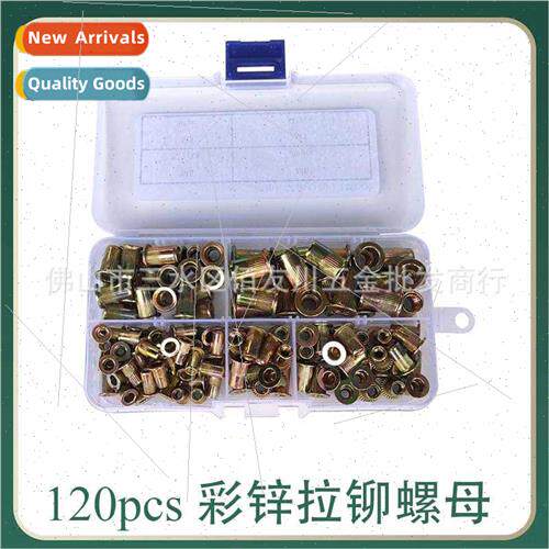 120pcs boxed color zinc plated flat head rivet nut wh knurle