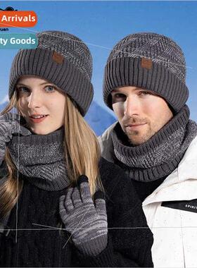 9610 winter cold knted cap men women warm hat gloves scarf s
