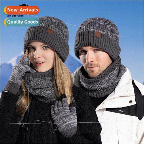 9610 winter cold knted cap men women warm hat gloves scarf s