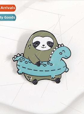 creative dorky sloth swimming dinosaur brooch animal badge b
