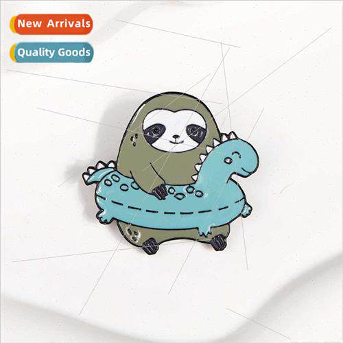 creative dorky sloth swimming dinosaur brooch animal badge b